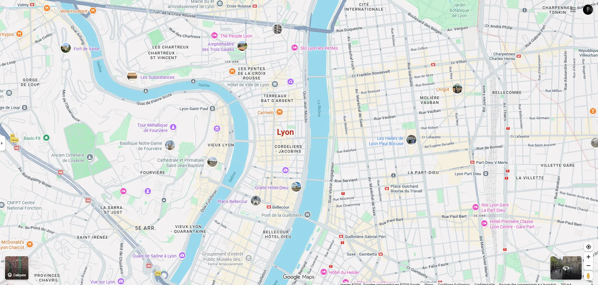 Carte de Lyon et de sa métropole, zone d'intervention de PFM Lyon